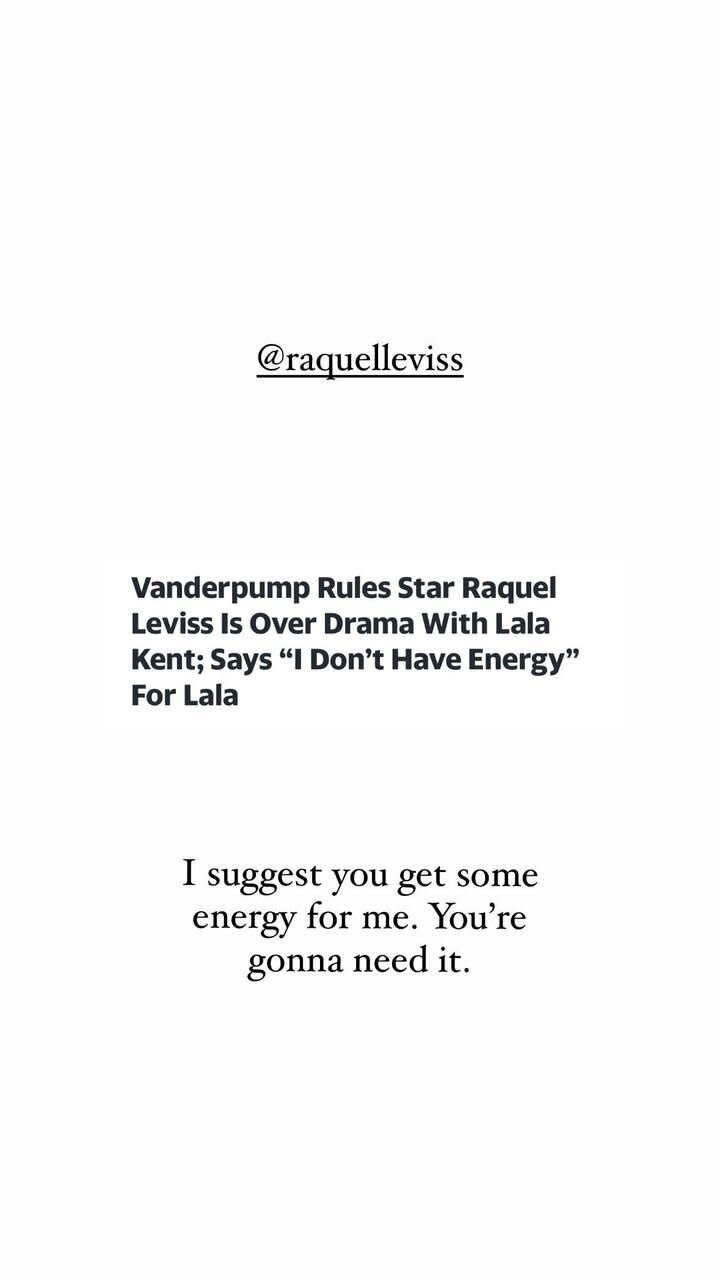 Lala Kent's IG for a post about Bravo stars reacting to Tom Sandoval and Ariana Madix's breakup