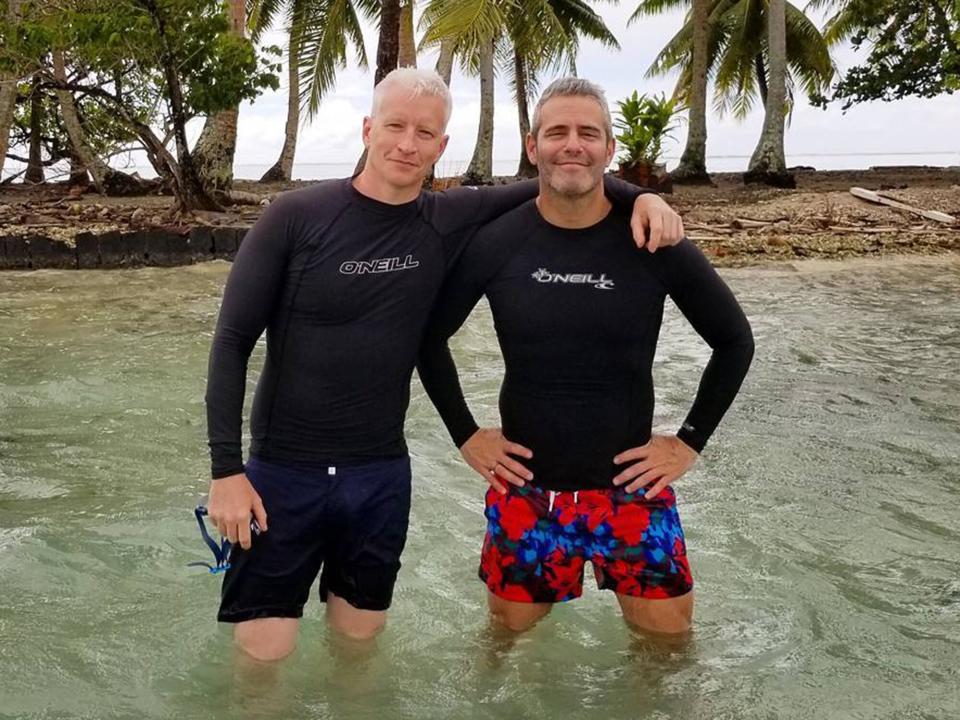 Andy Cohen and Anderson Cooper in Bora Bora