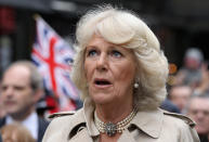 LONDON, ENGLAND - JUNE 03: Camilla, Duchess of Cornwall sings the National Anthem as she attends the 'Big Jubilee Lunch' in Piccadilly ahead of the Diamond Jubilee River Pageant on June 3, 2012 in London, England. For only the second time in its history the UK celebrates the Diamond Jubilee of a monarch. Her Majesty Queen Elizabeth II celebrates the 60th anniversary of her ascension to the throne. Thousands of well-wishers from around the world have flocked to London to witness the spectacle of the weekend's celebrations. The Queen along with all members of the royal family will participate in a River Pageant with a flotilla (Photo by Chris Jackson - WPA Pool/Getty Images)