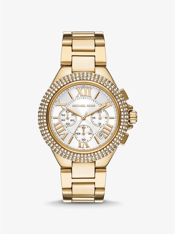 8) Oversized Camille Pavé Gold-Tone Watch