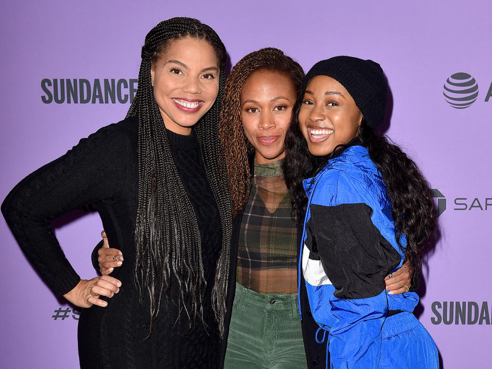Channing Godfrey Peoples and her stars Nicole Beharie and Alexis Chikaeze at the Sundance Film Festival in JanuaryGetty