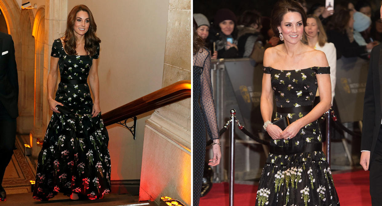 The Duchess of Cambridge reworked her Alexander McQueen from the 2017 BAFTAs at the Portrait Gala [Photos: PA]