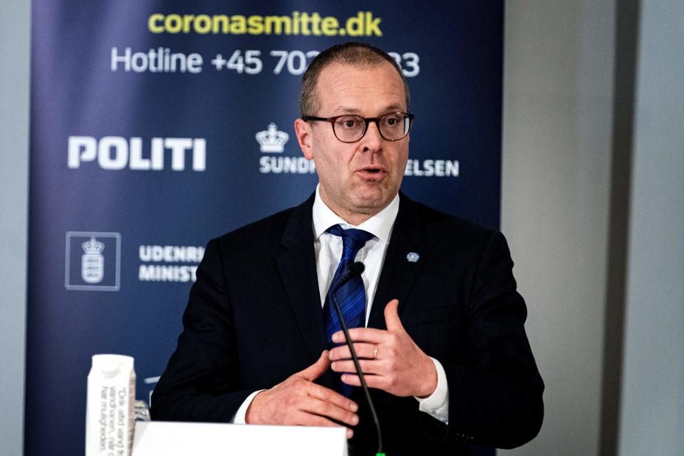 World Health Organisation (WHO) European director Hans Kluge, speaks during a joint press conference on the Danish handling of coronavirus in Eigtved's Pakhus, Copenhagen, Denmark, on March 27, 2020. (Photo by Ida Guldbaek Arentsen / Ritzau Scanpix / AFP) / Denmark OUT (Photo by IDA GULDBAEK ARENTSEN/Ritzau Scanpix/AFP via Getty Images)