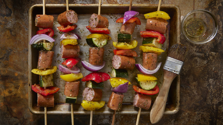 sausage and pepper kebabs