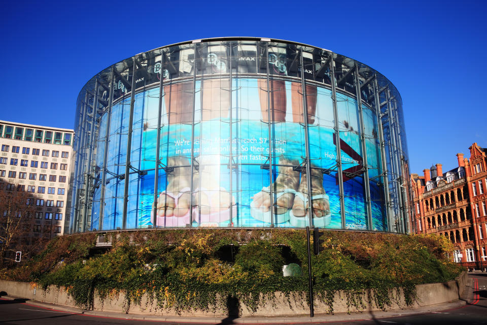 London, UK - January 14, 2012: The London Imax  at 1 Charlie Chaplin Walk, South Bank Waterloo showing its circular award winning design