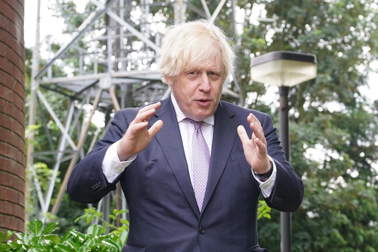 Prime Minister Boris Johnson during a visit to Surrey Police HQ in Guildford (PA Wire)