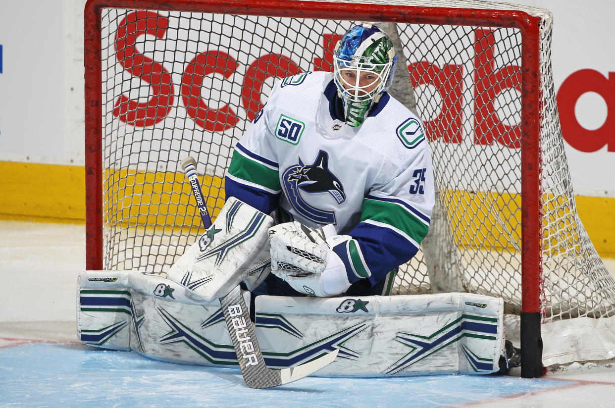 Thatcher Demko #35 of the Vancouver Canucks 