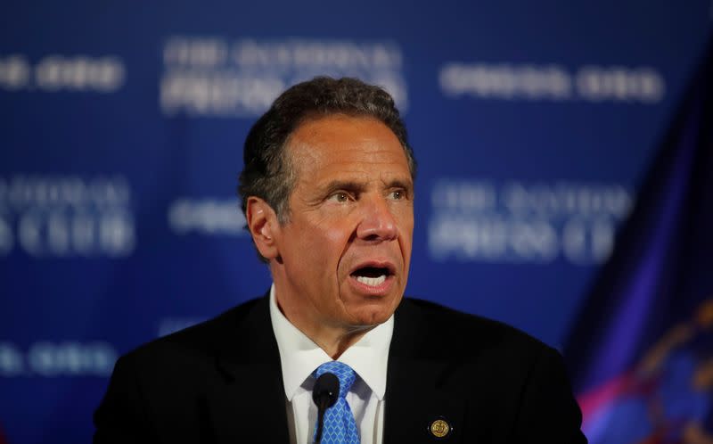 New York Governor Andrew Cuomo speaks to reporters after meeting with President Trump in Washington