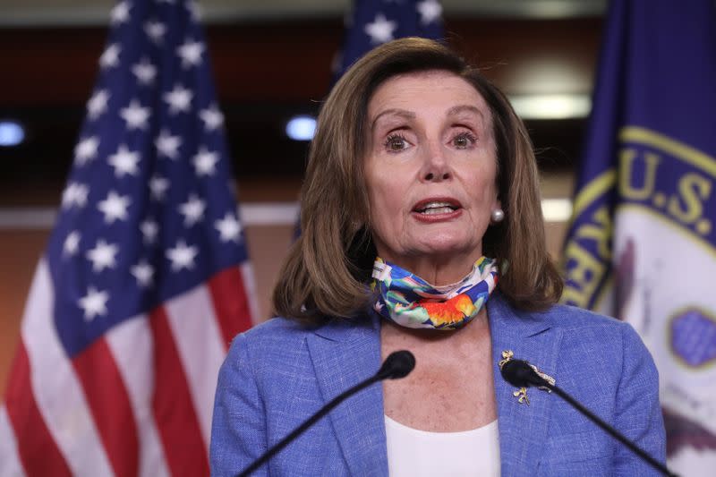 U.S. House Speaker Nancy Pelosi briefs reporters during weekly news conference on Capitol Hill in Washington