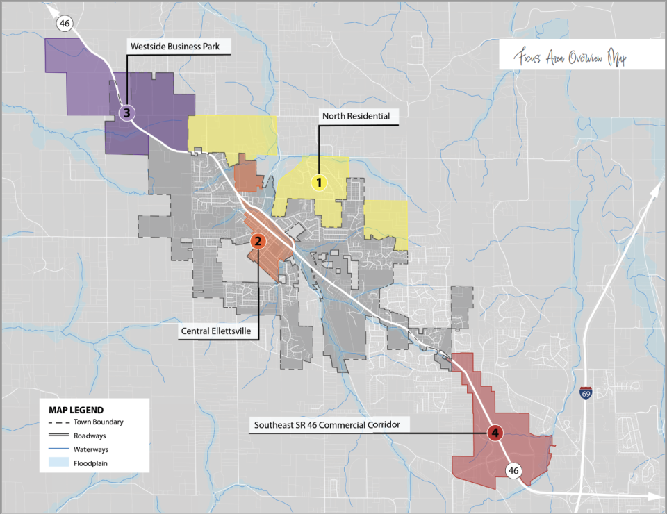 The Envision Ellettsville Vision Plan focuses on four areas for significant improvements.