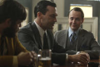 Stan Rizzo (Jay R. Ferguson), Don Draper (Jon Hamm) and Pete Campbell (Vincent Kartheiser) in the "Mad Men" episode, "To Have and to Hold."