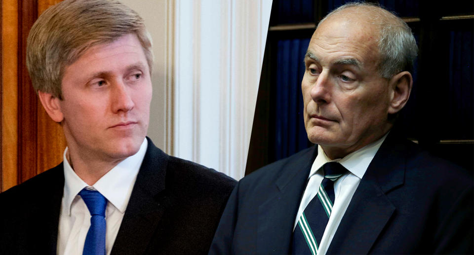 Vice President Mike Pence’s chief of staff, Nick Ayers, and White House chief of staff John Kelly. (Photos: Andrew Harnik/AP, Leah Millis/Reuters)