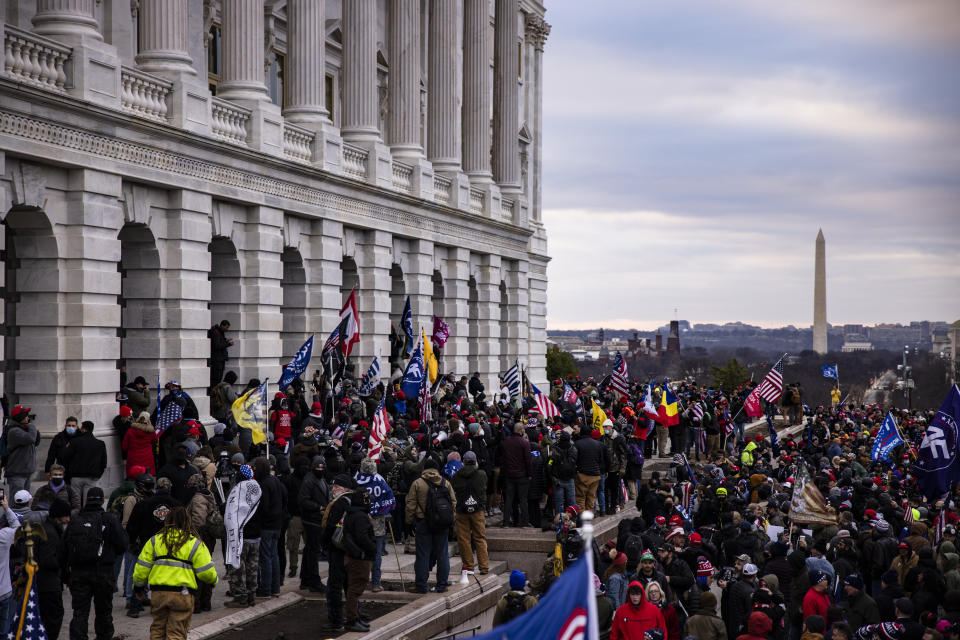 WASHINGTON, DC - JANUARY 06: A pro-Trump mob storms the U.S. Capitol following a rally with President Donald Trump on January 6, 2021 in Washington, DC. Trump supporters gathered in the nation's capital today to protest the ratification of President-elect Joe Biden's Electoral College victory over President Trump in the 2020 election. (Photo by Samuel Corum/Getty Images) (Photo: Samuel Corum via Getty Images)