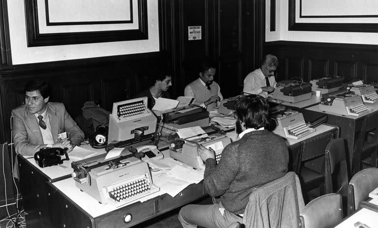 La sala de prensa de Tribunales durante el Juicio a las Juntas