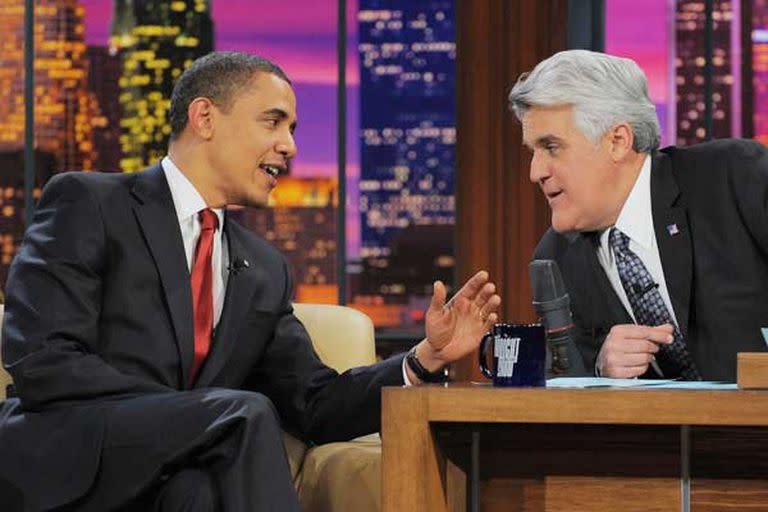 Obama, junto a Jay Leno, conductor del popular programa The Tonight Show