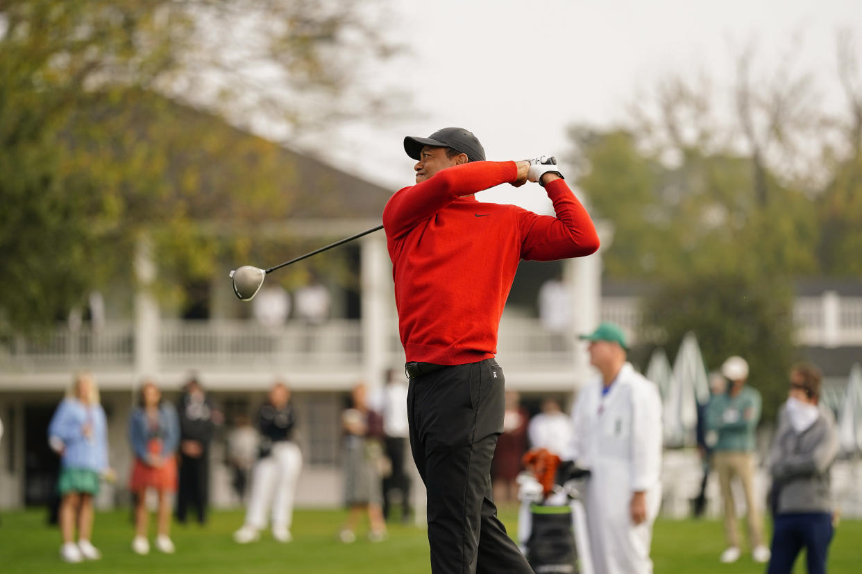 Tiger Woods at Augusta in 2020. (Augusta National via Getty Images)