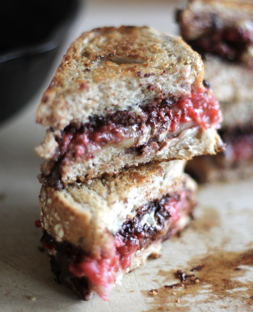 Sweet and salty accompany each other perfectly in this dark-chocolate-studded stacker. Recipe: Dark Chocolate, Raspberry, and Brie Grilled Cheese