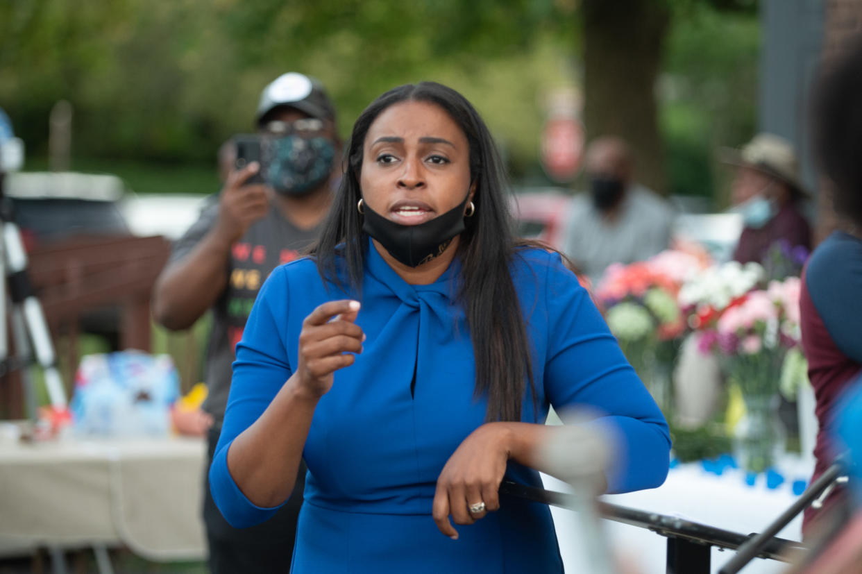 The Mayor of Rochester, NY, Lovely Warren takes questions from the Community after Police Kill Daniel Prude on September 3, 2020 in New York, US. (Zach D Roberts/NurPhoto via Getty Images)