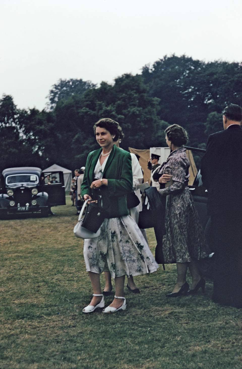 Queen Elizabeth at Royal Ascot racecourse in 1955.