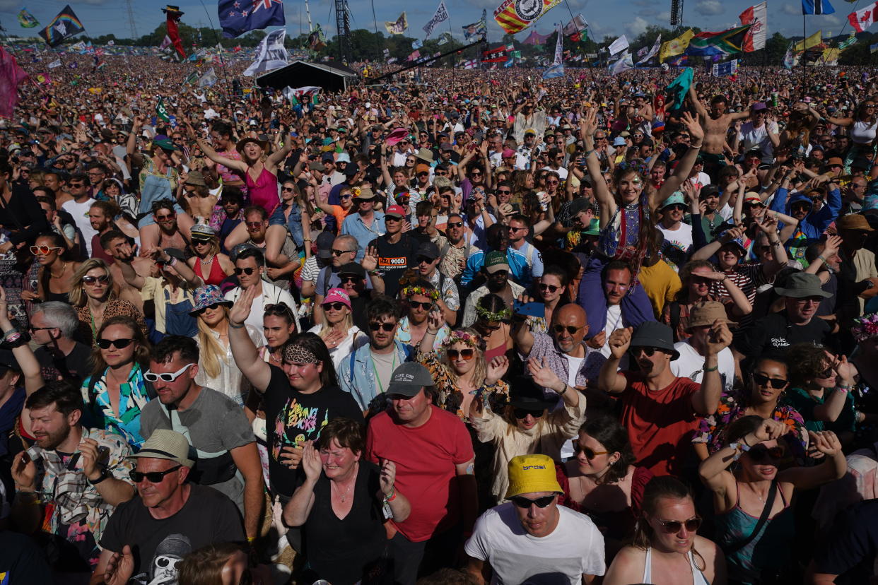 The crowd watch soul singer Diana Ross fill the Sunday teatime legends slot on the Pyramid Stage during the Glastonbury Festival at Worthy Farm in Somerset. Picture date: Sunday June 26, 2022.