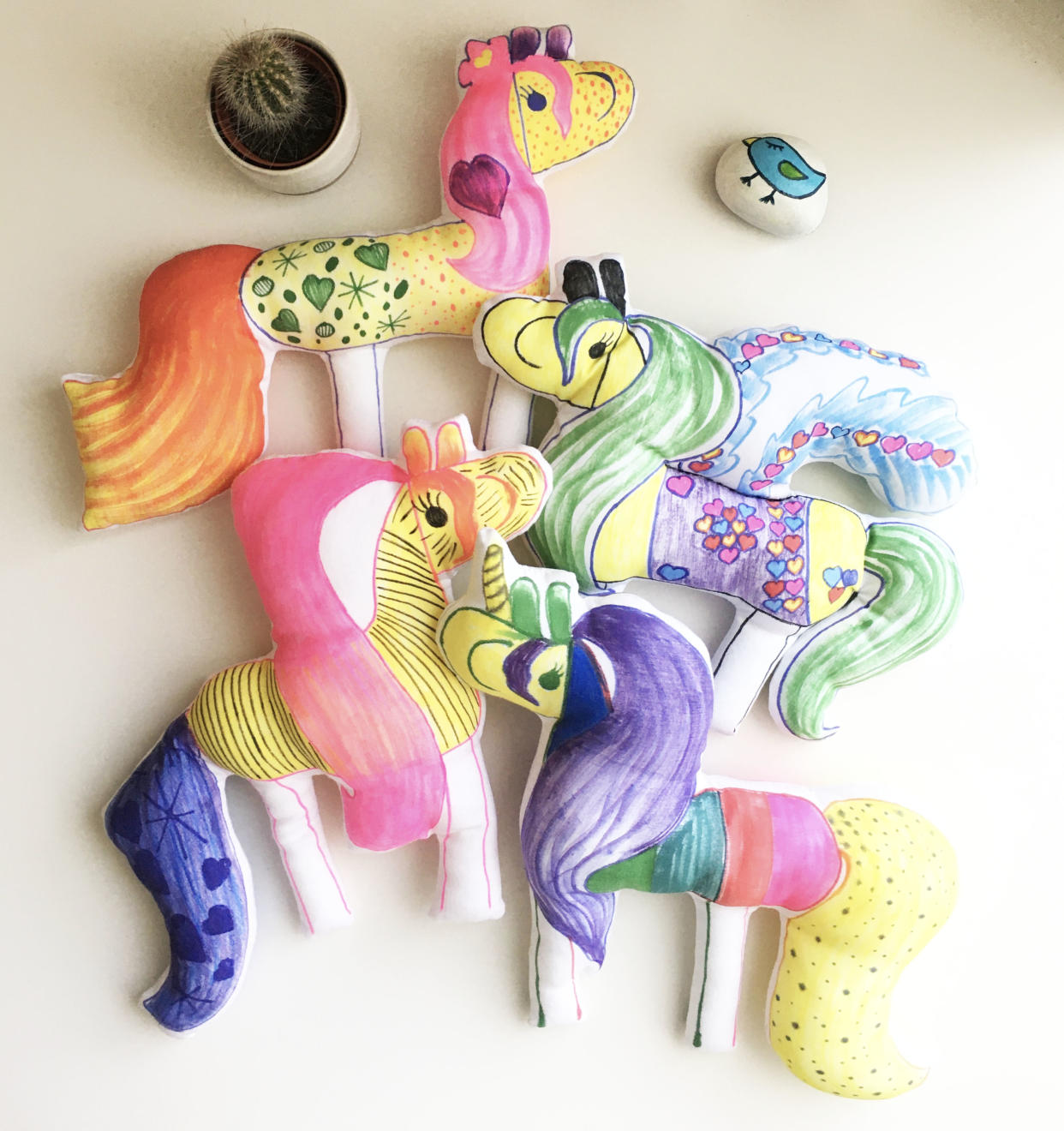 Horse toys made up of different colours