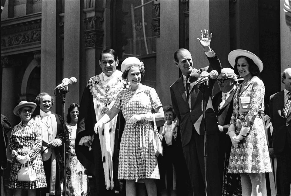 Opening of the Opera House Photograph shows the opening of the Sydney Opera House by Queen Elizabeth II and Prince Phillip on the 20th October 1973. (Photo by Alan Purcell/Fairfax Media via Getty Images via Getty Images)