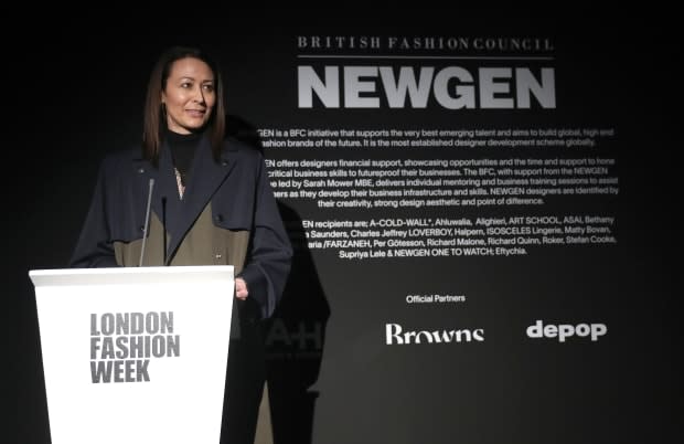 Caroline Rush, Chief Executive of the British Fashion Council, at the opening of London Fashion Week in February 2020.