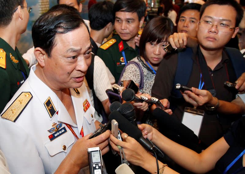 FILE PHOTO: Vietnam's Vice Minister of Defence and Navy Commander in Chief Vice Admiral Nguyen speaks with media along the sides of the 5th ASEAN Navy Chiefs meeting in Hanoi
