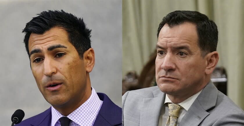 Robert Rivas, left and Anthony Rendon, right. There's a bruising speakership fight being waged mostly out of public view between current Speaker Anthony Rendon of Lakewood and Assemblyman Robert Rivas from Hollister in San Benito County.