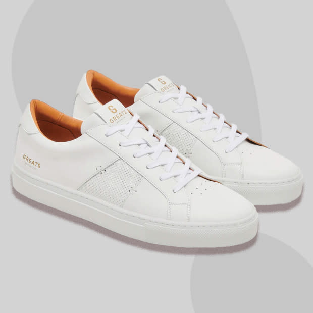 <p>Courtesy of Greats</p><p>The Greats Royale 2.0 has officially dropped and pays homage to its predecessor after a decade of excellence. Greats exploded out of Brooklyn as a solution for guys seeking premium quality sneakers without designer-label price gouging. Since then, the brand has bolstered its focus on responsible manufacturing without sacrificing quality — the Royale 2.0 is proof.</p><p>Crafted in Portugal, the 2.0 brings subtle but interesting additions, like a tack stitch, a mixed-media quarter panel, and gold foil branding on the tongue and heel. The new line features nine colorways, including the white perforated leather — a nod to one of the brand’s best white sneakers ever. </p><p>[$189, <a href="https://go.skimresources.com?id=106246X1712071&xs=1&xcust=mj-bestwhitesneakers-amastracci-080723-update&url=https%3A%2F%2Fwww.greats.com%2Fproducts%2Fthe-royale-2-0-perforated-blanco-mens" rel="nofollow noopener" target="_blank" data-ylk="slk:greats.com;elm:context_link;itc:0" class="link ">greats.com</a>]</p>