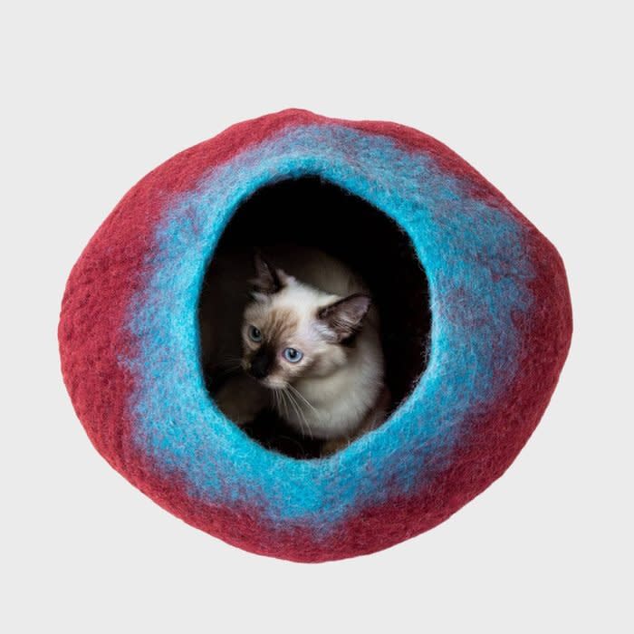 <a href="https://www.etsy.com/listing/782260525/maroon-teal-cat-cave-luxury-collection" rel="nofollow noopener" target="_blank" data-ylk="slk:Cat Cave Co. Maroon and Teal Cat Cave;elm:context_link;itc:0;sec:content-canvas" class="link rapid-noclick-resp">Cat Cave Co. Maroon and Teal Cat Cave</a>