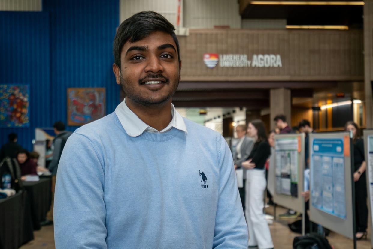 Amit Boyina is an international student from southern India who is in his third-year of computer science at Lakehead University in Thunder Bay, Ont. He says he's hopeful about the federal government's new strategy to manage international student flows into Canada. (Marc Doucette/CBC - image credit)