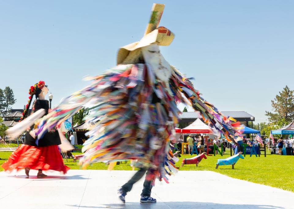A performance at La Guelaguetza at Heritage Park in Kaysville on Saturday, July 22, 2023. La Guelaguetza is an event held to celebrate the rich culture and traditions of Oaxaca, Mexico. | Megan Nielsen, Deseret News