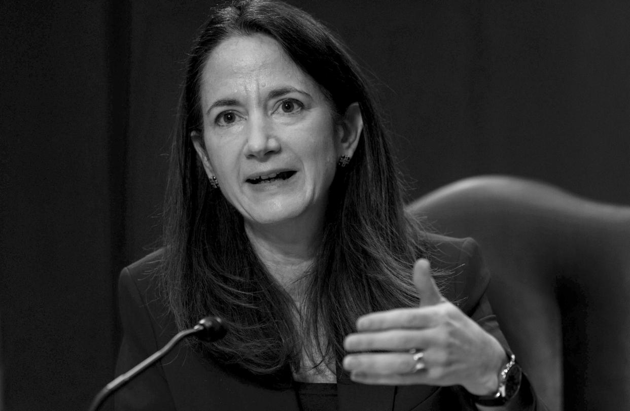 Director Avril Haines of the Office of the Director of National Intelligence (ODNI) testifies during a Senate Select Committee on Intelligence hearing about worldwide threats, on Capitol Hill in Washington, Wednesday, April 14, 2021. (Graeme Jennings/Pool via AP)