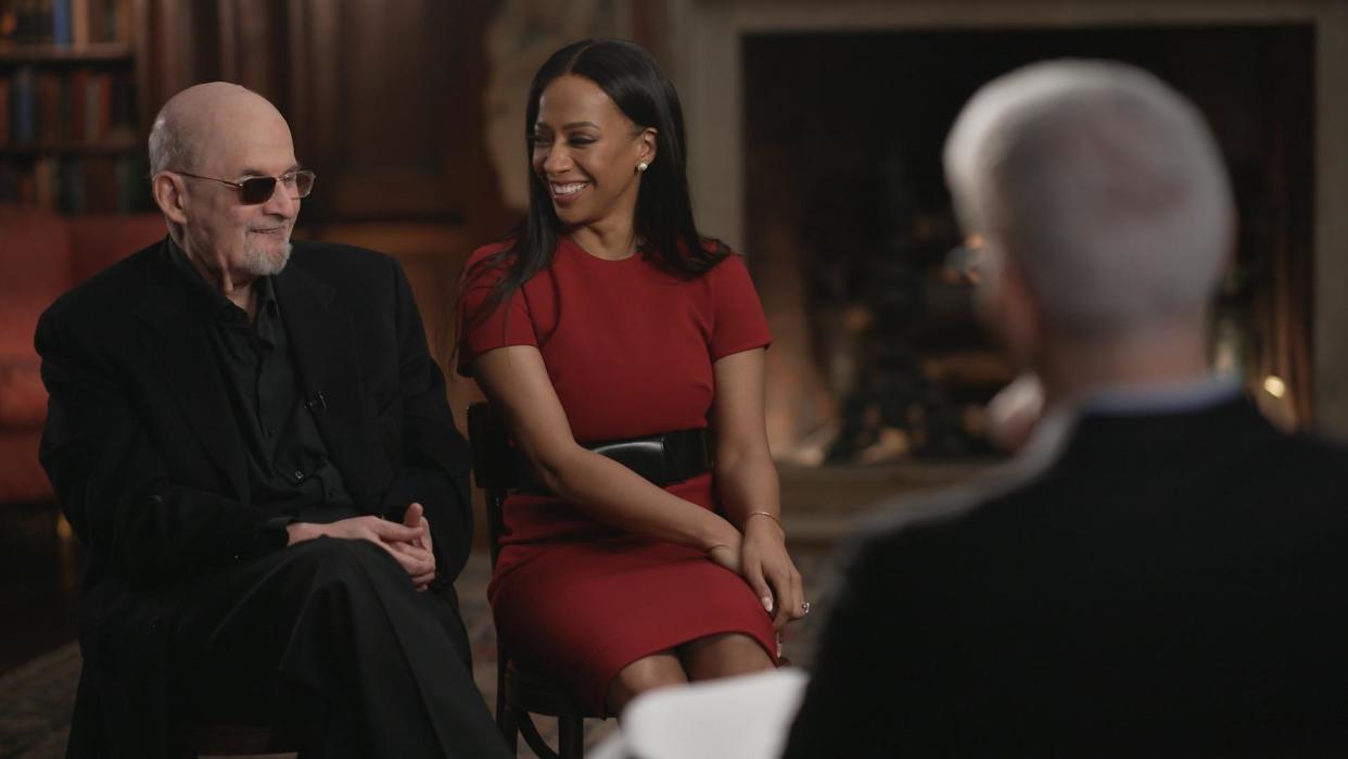 Salman Rushdie and Eliza Griffiths speak with Anderson Cooper / Credit: 60 Minutes