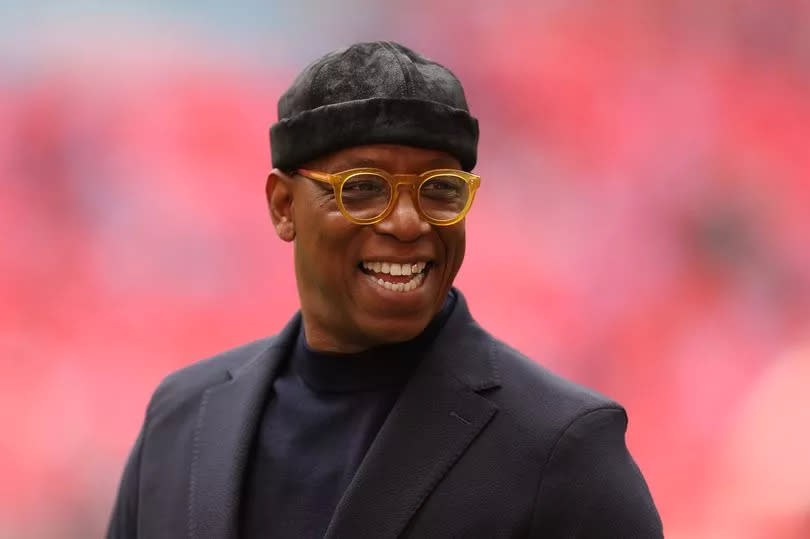 Arsenal legend Ian Wright during the Emirates FA Cup Semi Final match between Coventry City and Manchester United at Wembley Stadium.