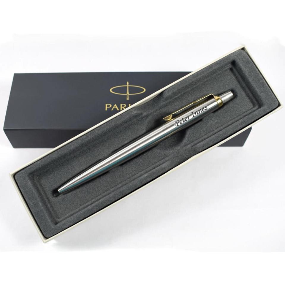 Personalised Pen, Engraved Pen, Stainless Steel GOLD Trim Parker Jotter Pen