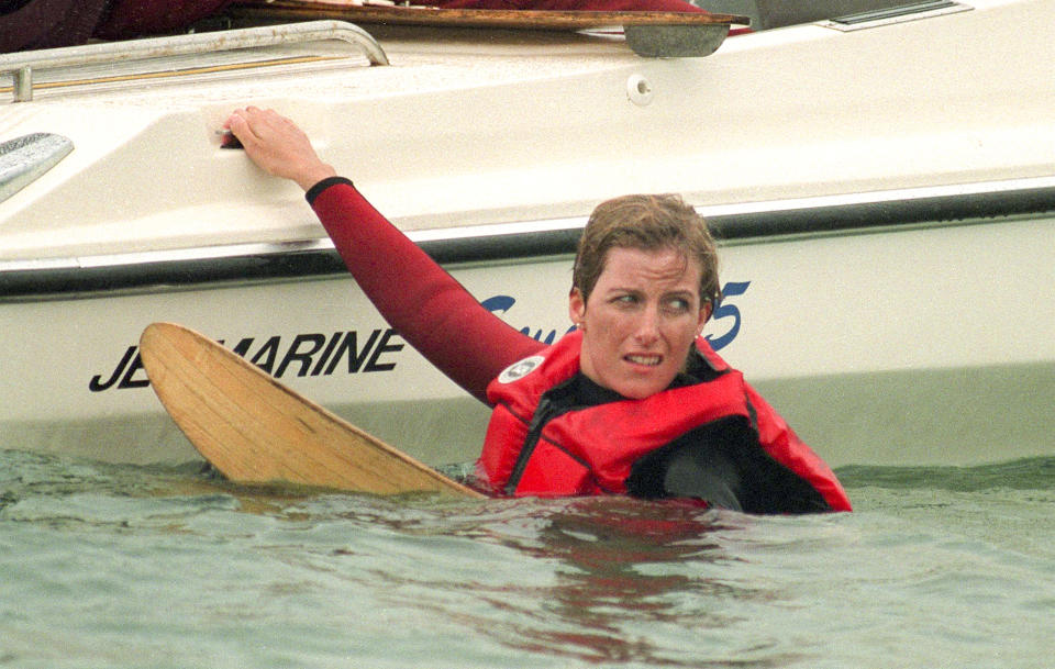 Sophie Rhys-Jones waterskiing in Cowes, Isle of Wight , on July 1, 1994 in Cowes,England.