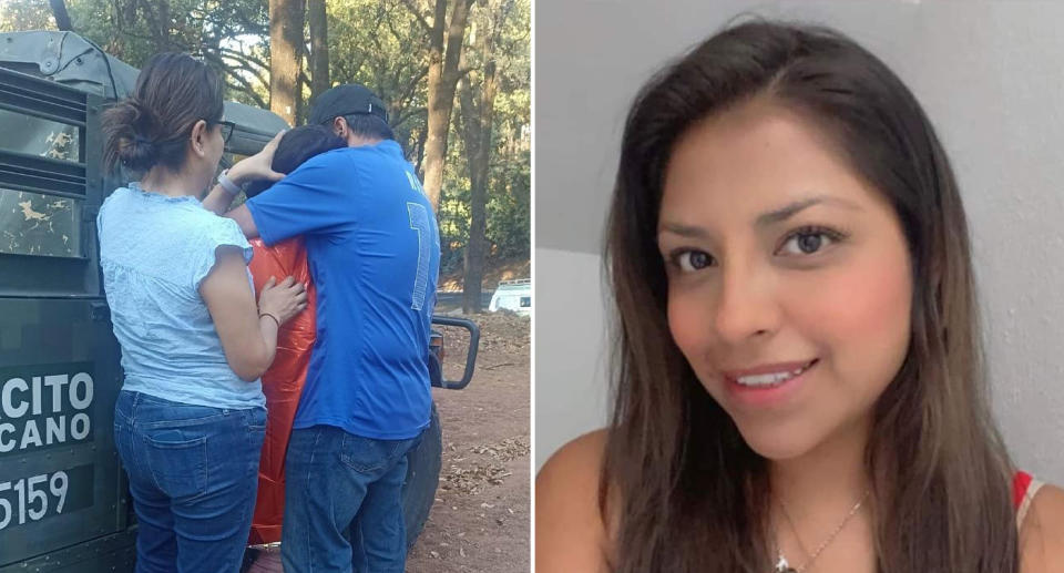 Diana Pena, who went missing on the way to a job interview, hugging her brother after being found. 