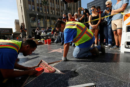 Donald Trump's star on the Hollywood Walk of Fame is fixed. REUTERS/Mario Anzuoni