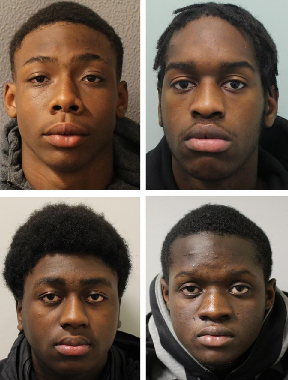 Left to right, top row: Demario Williams and Lawrence Nkunku-Linongi. Left to right, bottom row: Thierry Edusei and Paul Glasgow (Met Police/PA)