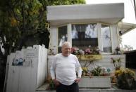 Vernon Van Wie, 91, who is partially blind, stands outside his trailer in which he has lived for 20 years, in Village Trailer Park in Santa Monica, July 13, 2012.