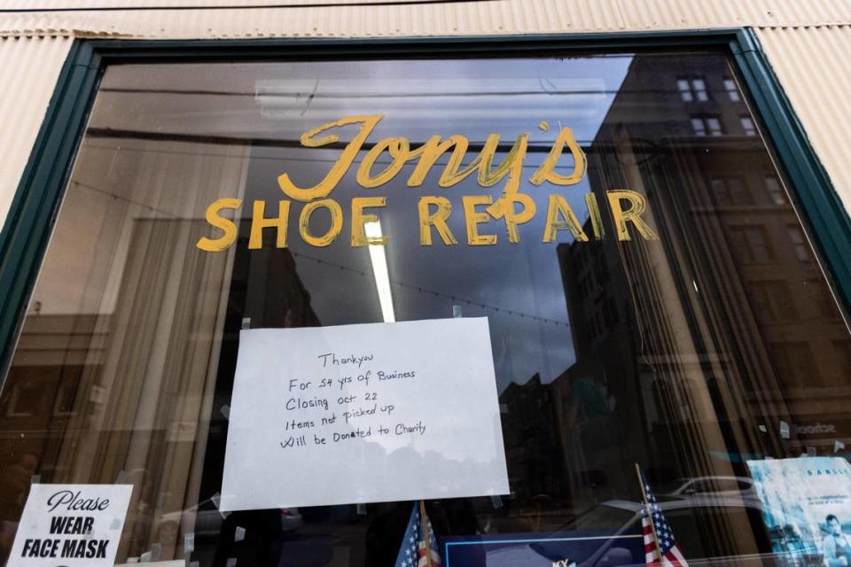 Tony Likirdopulof plans to retire after 54 years of operating his business, Tony’s Shoe Repair, on downtown on West Short street. October 21, 2021.