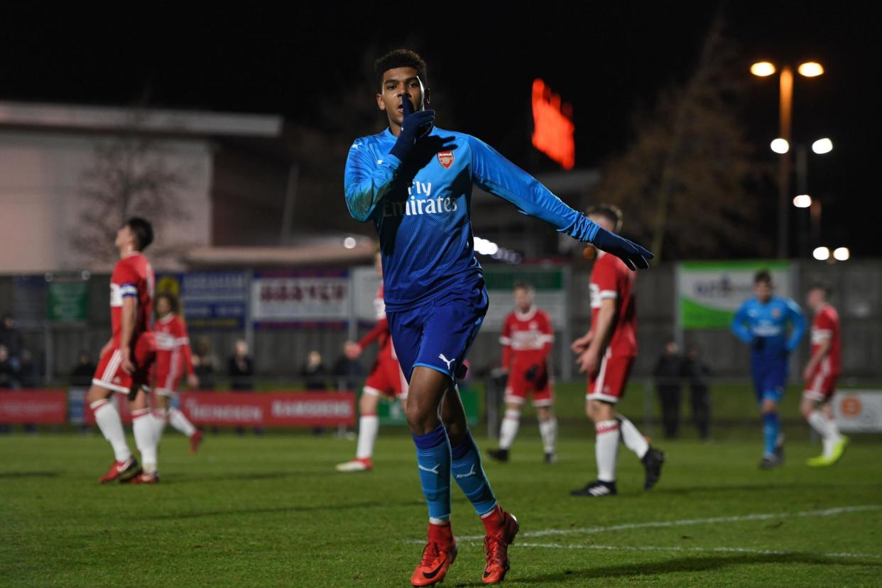 Young gun | John-Jules celebrates a goal against Middlesbrough in the FA Youth Cup: Arsenal FC via Getty Images