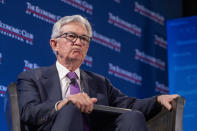 Federal Reserve Chair Jerome Powell speaks at the Economic Club of Washington, Tuesday, Feb. 7, 2023, at the Renaissance Hotel in Washington. (AP Photo/Jess Rapfogel)