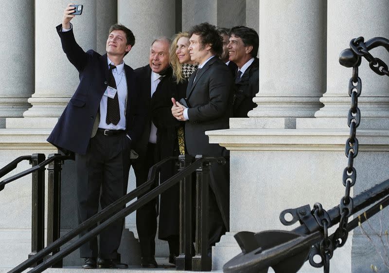 FILE PHOTO: Argentine President-elect Javier Milei attends meetings at the White House in Washington