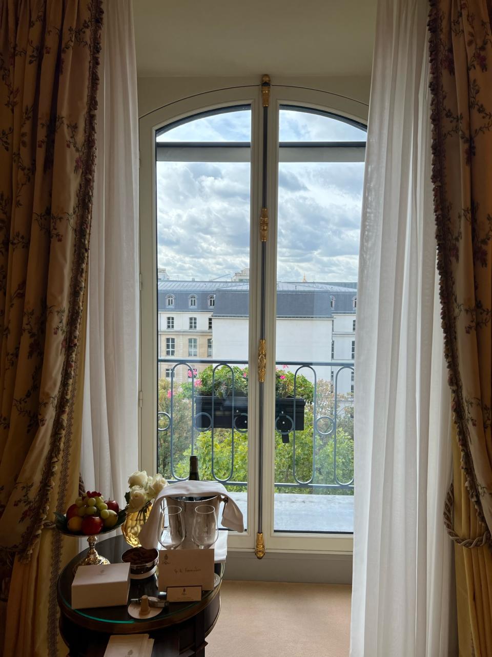 “Just checked into The Ritz Paris. Luckily I’m not jet lagged because I came from Milan. I love this hotel so much. So excited to be back in Paris!”