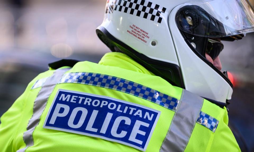 A motorcycle police officer from the Metropolitan Police