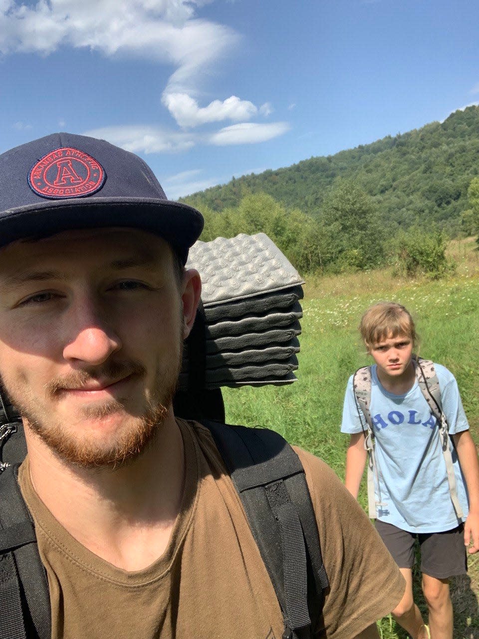 Ivan taking his to-be sister-in-law out for a walk in the Ukrainian countryside.