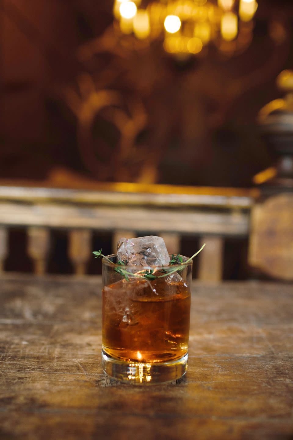 <p><strong>Ingredients</strong></p><p>2 oz Basil Hayden’s Bourbon<br>1 bar spoon simple syrup<br>1 dash Angostura bitters<br>6 fresh thyme sprigs (one for garnish)</p><p><strong>Instructions </strong></p><p>Muddle fresh thyme in a rocks glass. Combine remaining ingredients in a mixing glass with ice and stir until cold. Fine strain into the rocks glass filed with ice. Garnish with a toasted thyme sprig</p><p><em>By Frank Liotti</em></p>